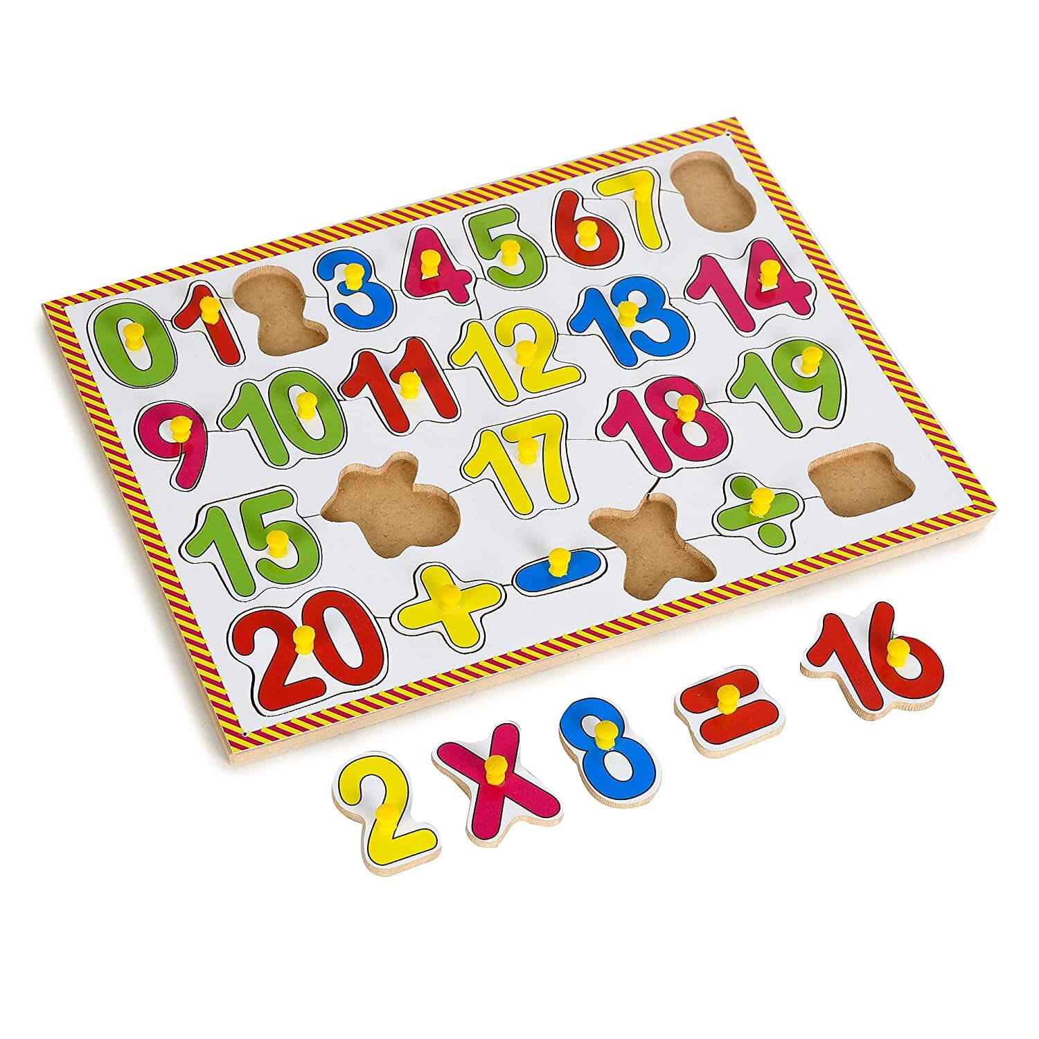 Multicolor Wooden Number Board Mathematical Signs