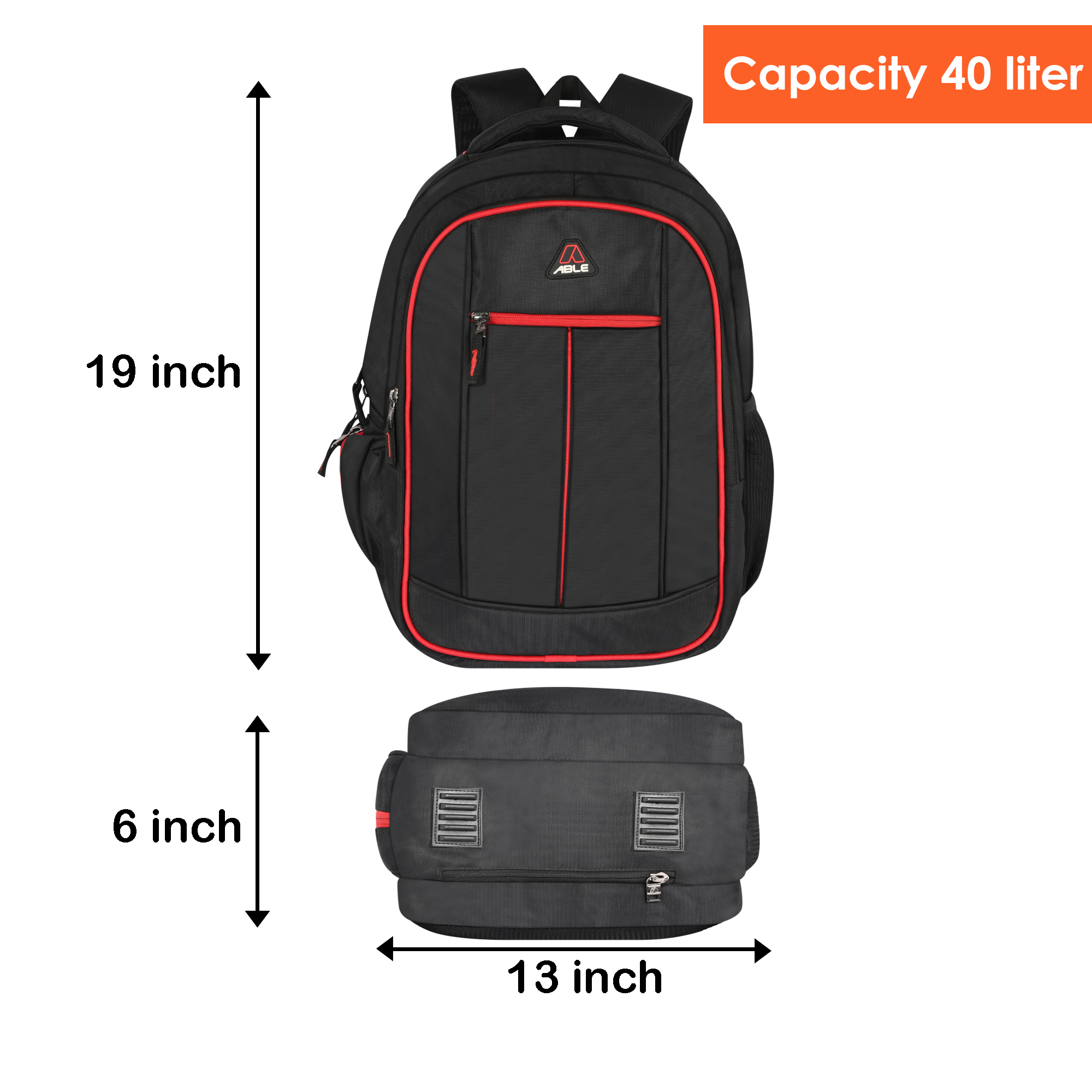 Able Rafter Backpack - 35 Liter Capacity Easy Grab Loop Handle | Multipurpose Customizable Color & Design Options