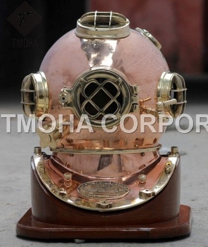 कॉपर एंटीक यूएस नेवी डीप सी मरीन स्का स्कूबा रिप्रोडक्शन डाइविंग हेलमेट डाइवर्स हेलमेट मार्क V Dh0143