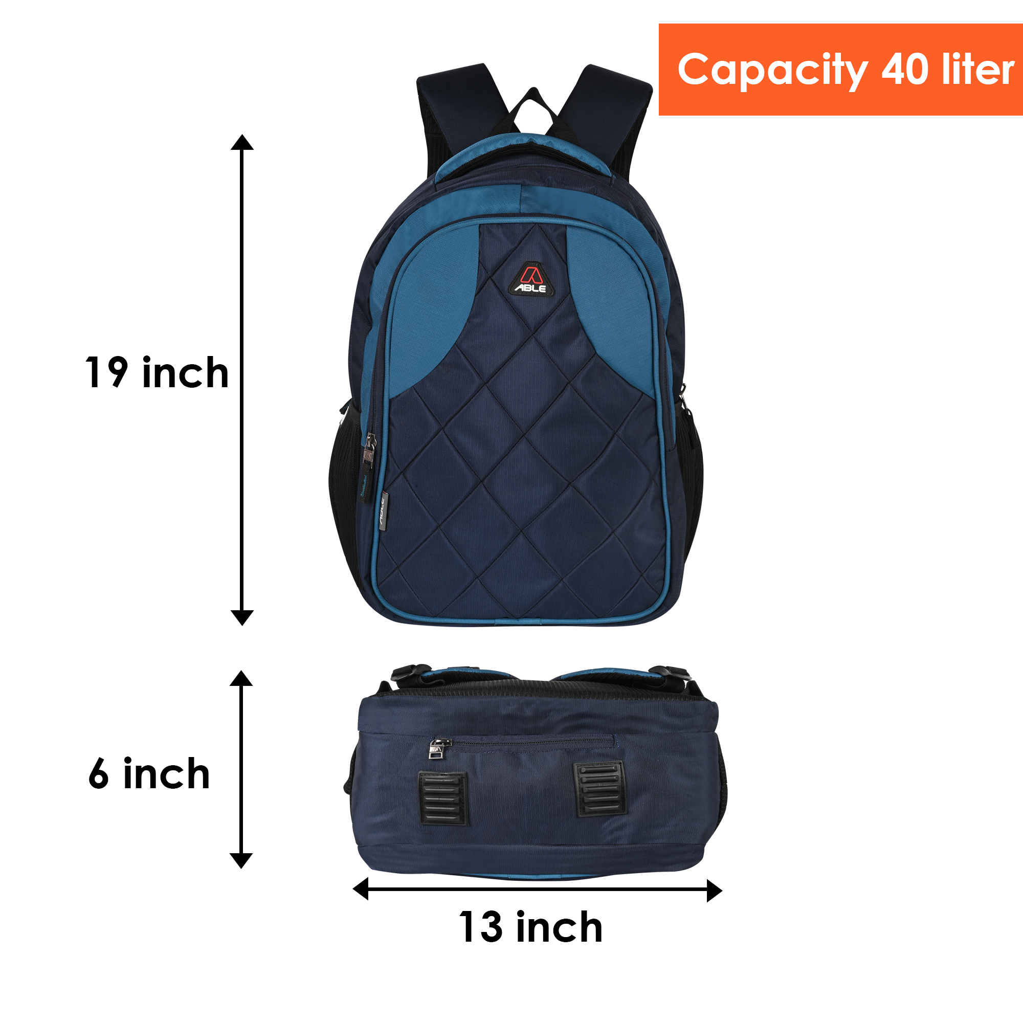 Able Diamond Backpack - Compact Design | Unisex Waterproof Shoulder Bag For Multipurpose Use In Blue, Available In Various Colors