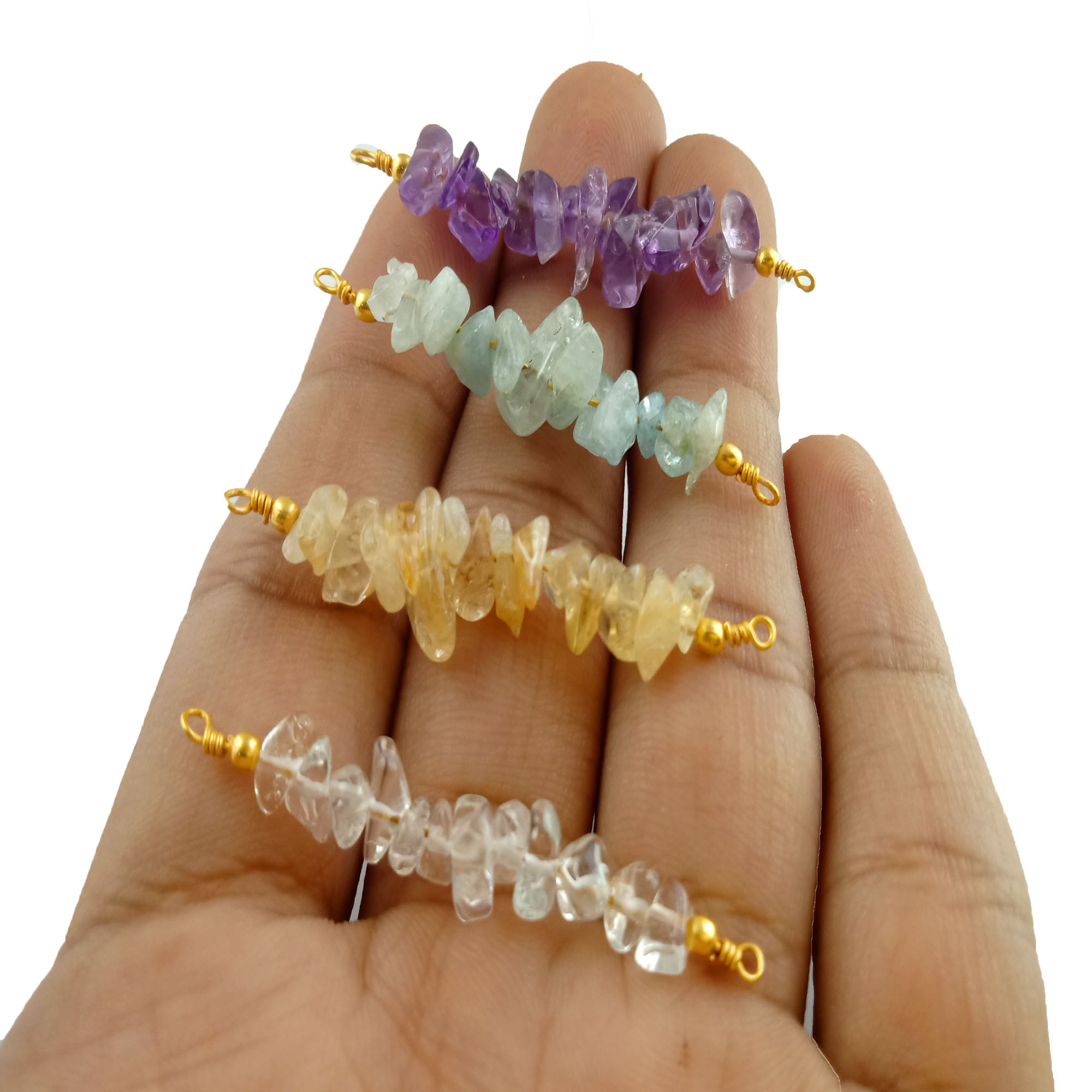 Semi Precious Gemstone Chips Bar Connector Gemstone Bar Connector Charms Semi Precious