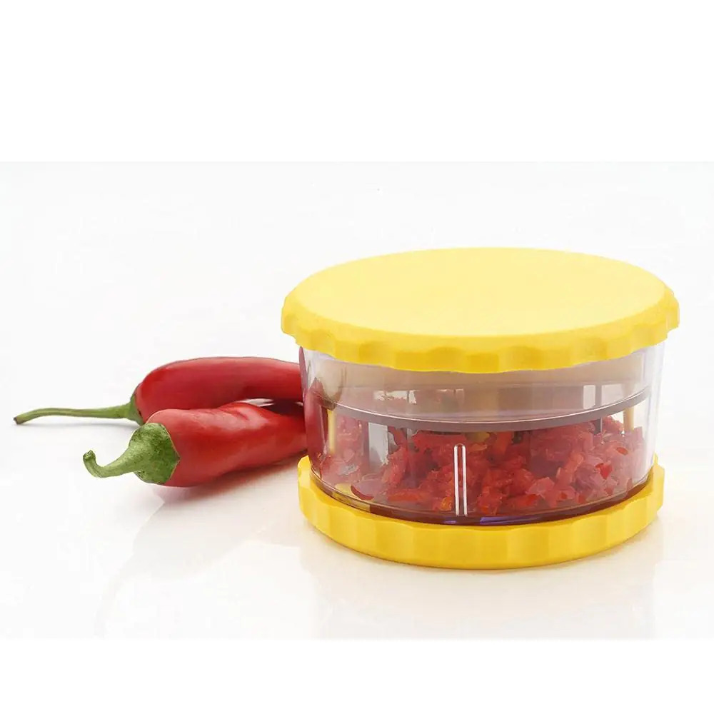 Multi Crusher - Virgin Fiber Plastic, Green | Easy To Use, Handy Garlic Twist, Washable Steel Blades, Perfect For Vegetables And Nuts