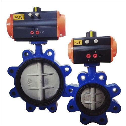 Lug Type Butterfly Valve - Manual Power Operation | Durable Blue Design for Industrial Use with Water, Gas, and Oil Applications