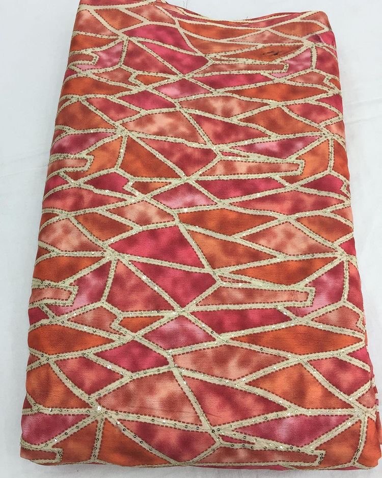 Position Chinon Print - Polyester Fabric Colorfast And Soft Texture | Smooth Washable Breathable For Elegant Designer Suits Saris And Stylish Outfits