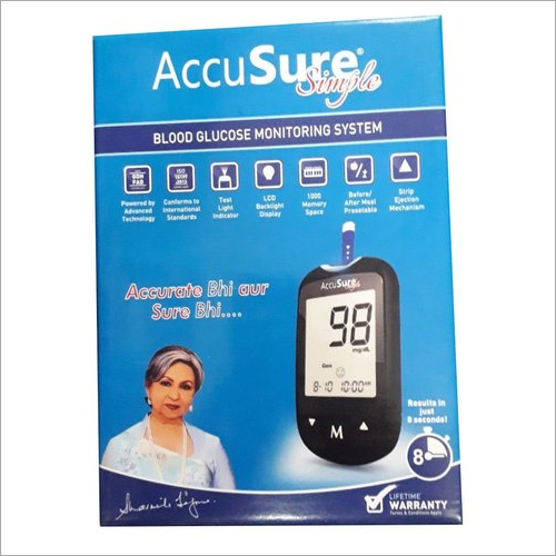 Accuure सिंपल डिजिटल ग्लूकोमीटर साइज़: 12.3 X 8 X 18.1 Cm (Lxwxh)