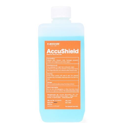 Accushield Hand Sanitizer 500ml (Nob) - Alcohol Gel, 500ml Size, Orange Color | Protection On The Go, Kills 99.9% Germs Without Soap