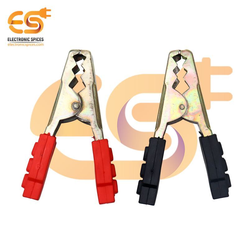 75 To 100 Amp Heavy Duty Crocodile Alligator Clamp Pack - Copper Alloy, Rubber Insulation, High Strength Steel, Stainless Steel Spring