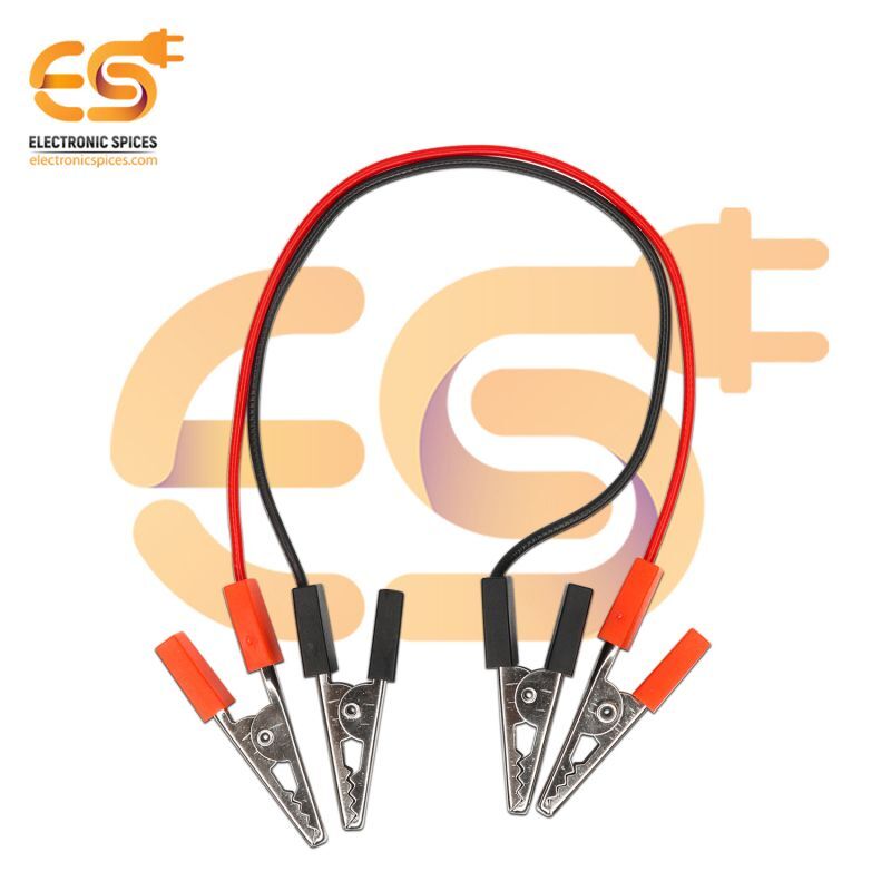 35mm Double Ended Crocodile Alligator Clip With Red And Black Wire - Steel Clips, Copper Wire, Pack Of 5 Pairs | Durable, Spring-loaded, Insulated, Strong Connection