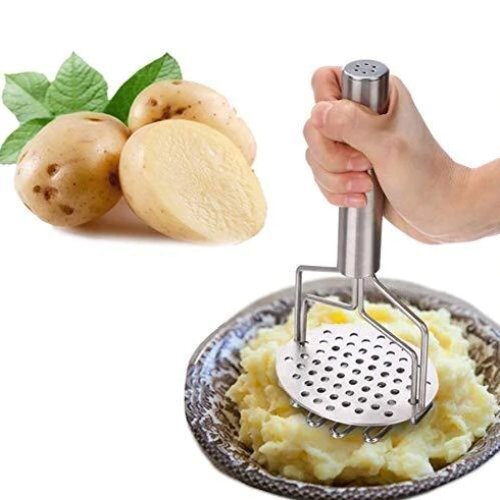 Hand Masher - Stainless Steel Ergonomic Non-slip Handle Seamless Hygienic Design Heavy-duty Dishwasher Safe Ideal For Mashing Vegetables And Potatoes