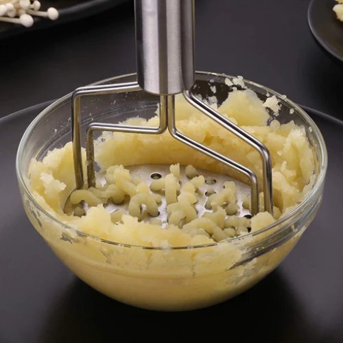 Hand Masher - Stainless Steel Ergonomic Non-slip Handle Seamless Hygienic Design Heavy-duty Dishwasher Safe Ideal For Mashing Vegetables And Potatoes