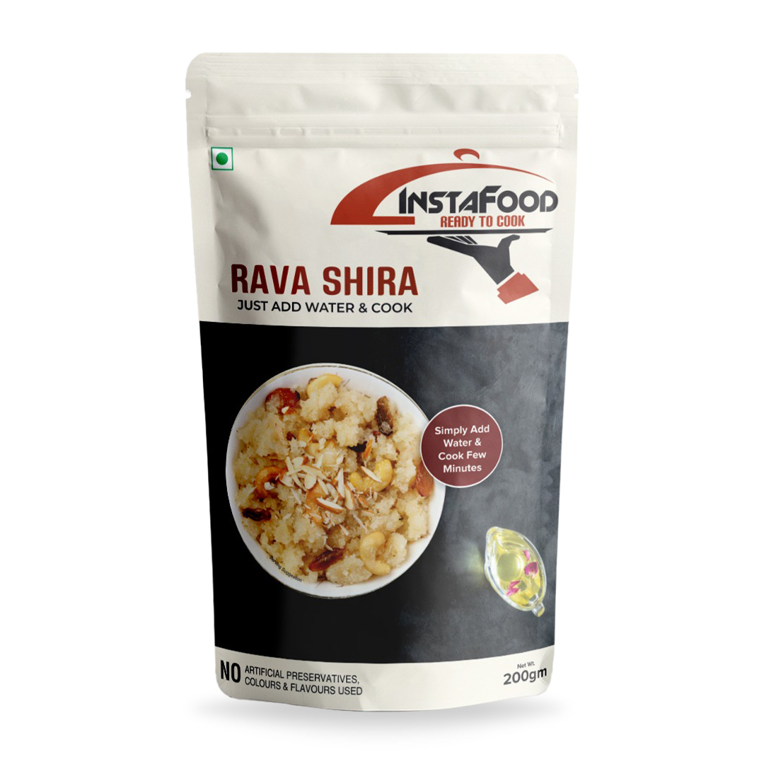 Instant Rava Shira Mix - 200g Packet, No Preservatives, Easy To Cook, Sweet Taste, Instant Energy, Healthy Ready-to-eat Food For All Ages