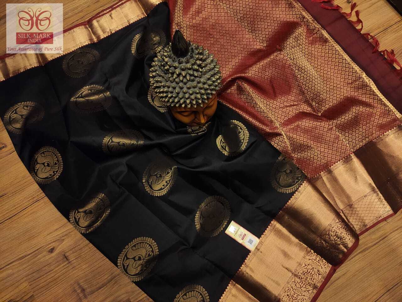 Black Traditional Wear Pure Silk Saree