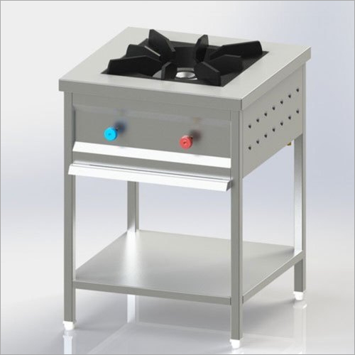 Single Gas Range - Stainless Steel, Square Shape, Silver Color | Manual Usage for Restaurant, Hotel, Motel, Canteen, Hospital