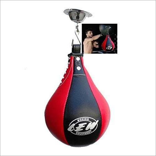 Leather Punching Bag - 40 cm , 10 kg Weight , Red Color with Sand Filling and Steel Chain
