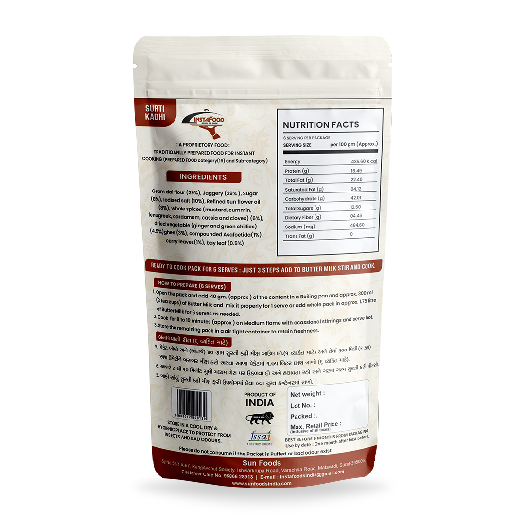 Instant Energy Ready To Cook Surti Kadhi