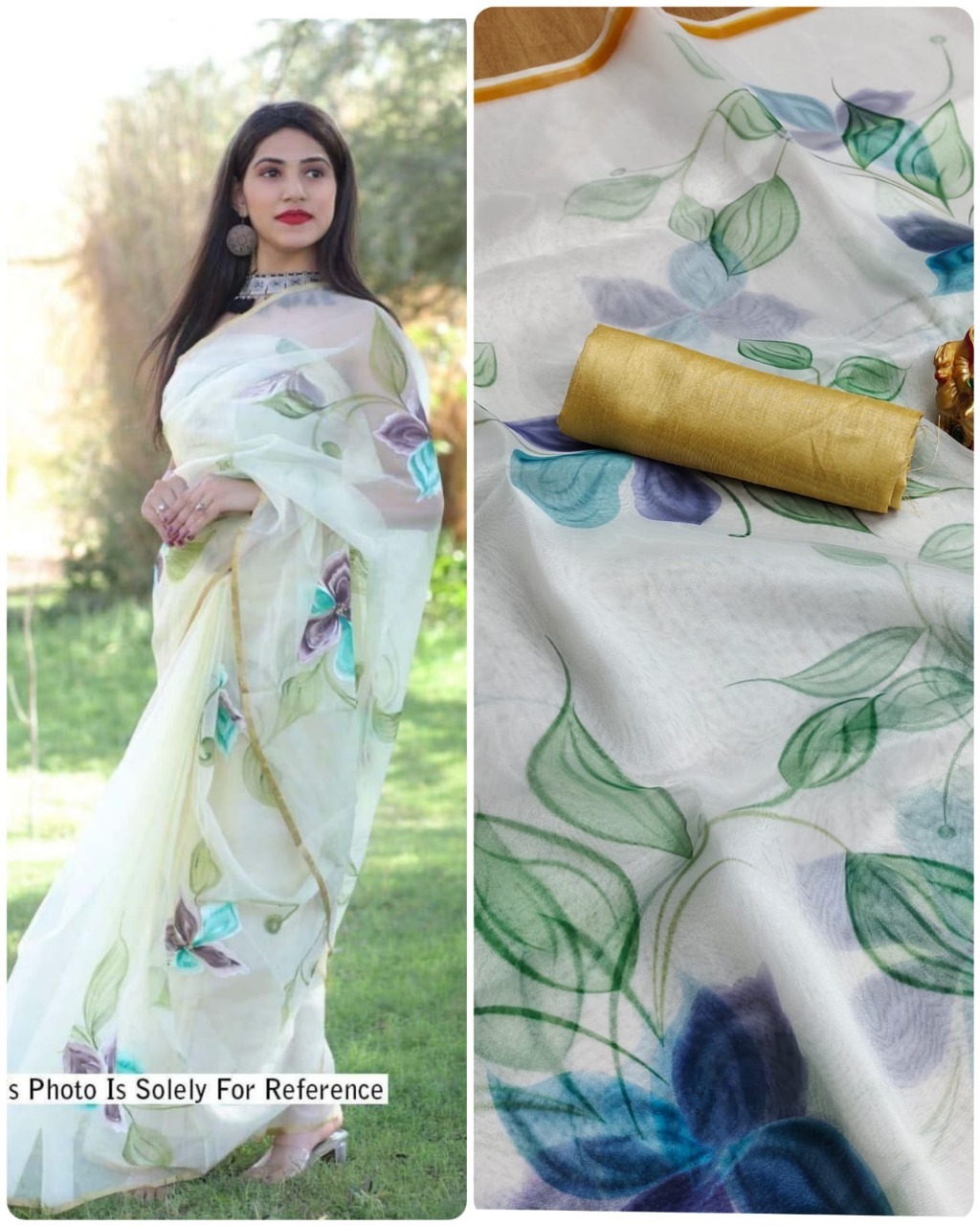 Organza Saree Silk - Kasmi Organza Digital Print Banglori Silk Blouse | Traditional Ethnic Wear Washable Customized Size All Season