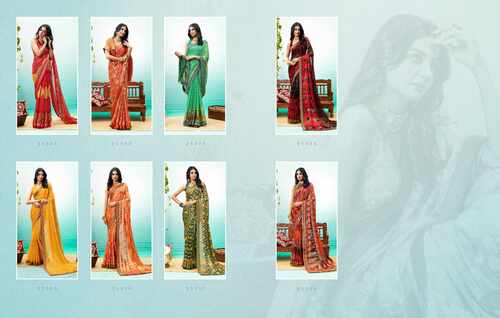 Sanskar Shine Fancy Wear Printed Brasso Saree Catalog - Brasso Fabric, Elegant Design Prints, Alluring & Comfortable Fit, Captivating Style