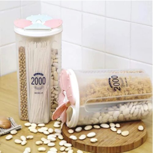 Kitchen Storage Transparent Sealed Cans - Bpa-free Plastic, 3 Compartment Design, White | Airtight Seal, Clip Lock, Freezer And Dishwasher Safe