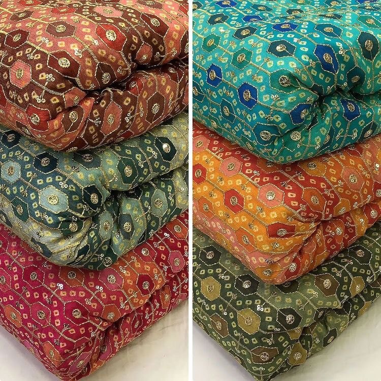 170 Gsm Chinon Embroidery Fabric - Smooth Polyester Texture Elegant Design Colorfast And Breathable For All Season Outfits