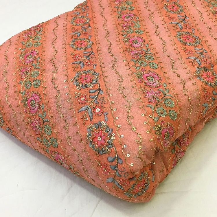 160 Gsm Chinon Fabric - Designer Suit Quality, Breathable, Colorfast, Soft Texture, Dry Clean Recommended, All Season Wear