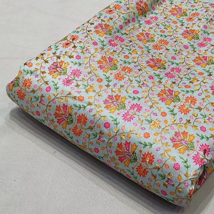 Position Banglori Polyester Fabric - Embroidered Stripe Design Breathable & Soft Texture | Colorfast Elegant For All Season Outfits