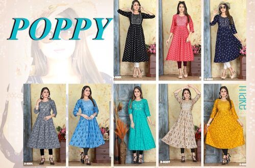 Beauty Queen Poppy Vol-1 Designer Wear Rayon Kurti Catalog Supplier