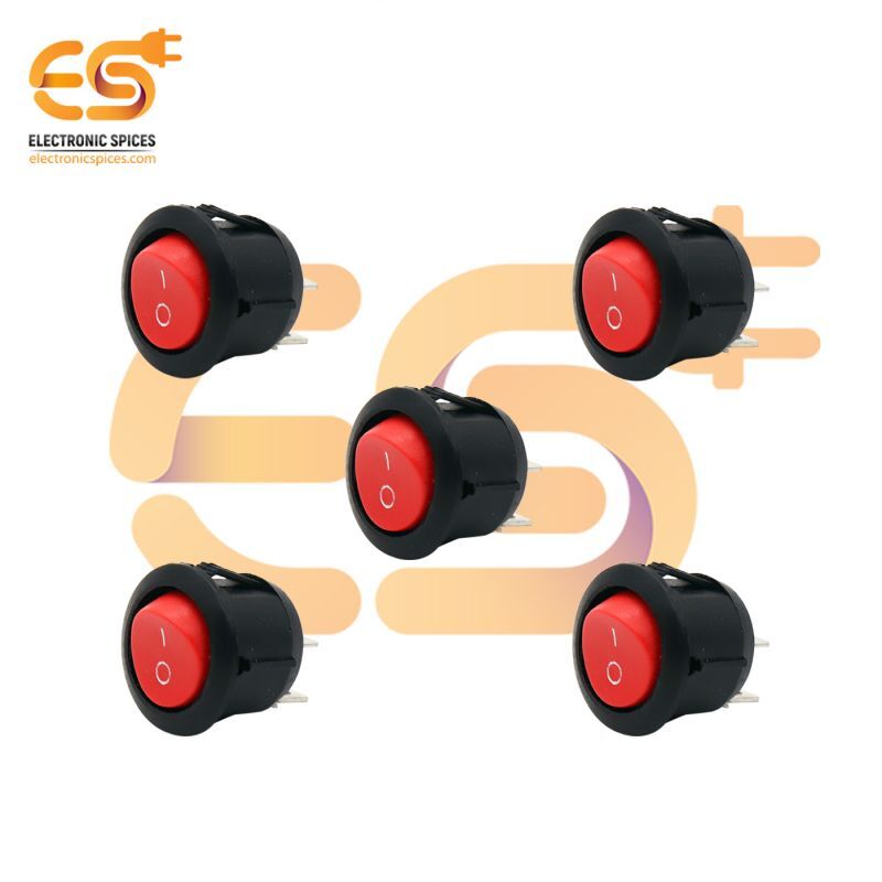 Kcd1 T125 6a 250v Ac Red Color 2 Pin Spst Small Round Plastic Rocker Switch