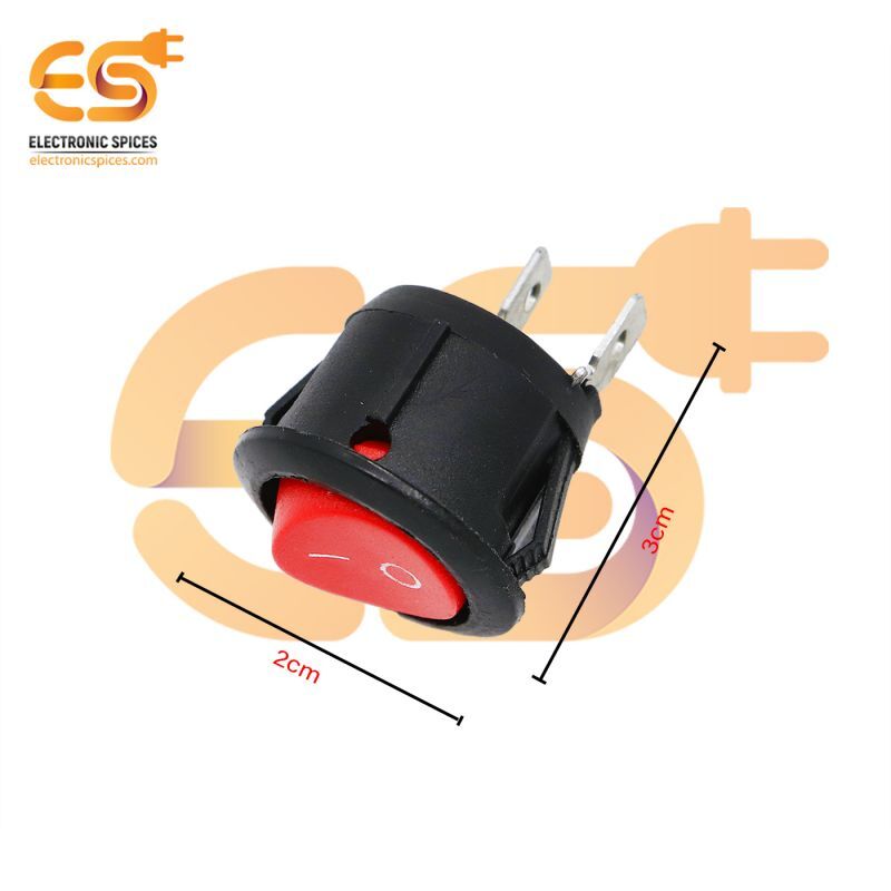 Kcd1 T125 6a 250v Ac Red Color 2 Pin Spst Small Round Plastic Rocker Switch