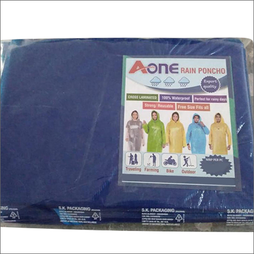 Colored Rain Coat - Plastic Material, Long Sleeve, Blue Color | Waterproof and Water-Resistant Rain Suit for Men in All Seasons