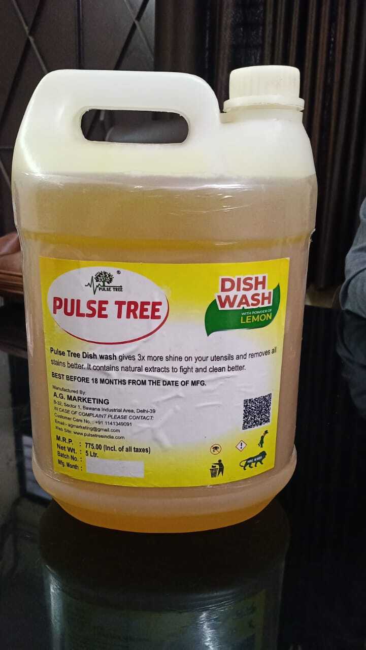 Liquid Dishwash - Plastic Jerrycan 5 Liters, 25x20x30cm | Effective Cleaning, Lemon Fresh Scent, Gentle On Hands, Easy Rinsing, Grease Removal