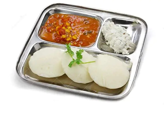 Three Compartment Dinner Plate - Stainless Steel 22 X 22 X 5 Cm Silver | Food Safe Scratch And Chip-resistant Dishwasher-friendly
