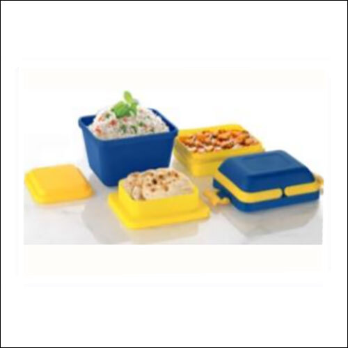 Plastic Lunch Box - Plastic Material,  Perfect Size for Meals, Blue and Yellow Design | Ideal for Work, School, or Outdoor Activities