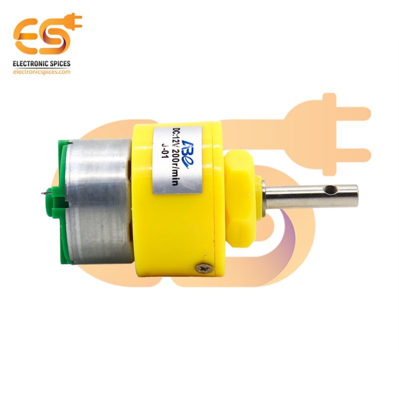 12v 200 Rpm Heavy Duty Geared Dc Motor (Yellow)