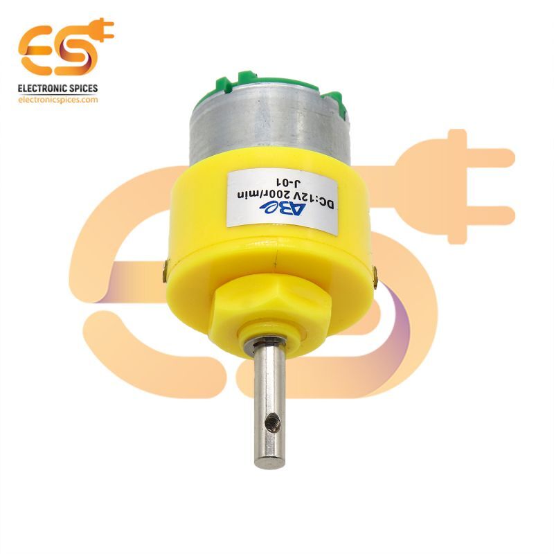 12v 200 Rpm Heavy Duty Geared Dc Motor (Yellow)