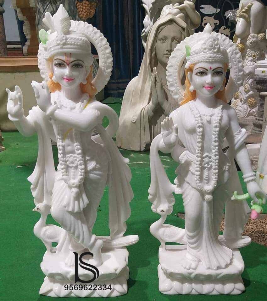 Lord Ganesha Stone Statue - Marble, Custom Size | Elegant Red, White, Pink Design, Polished Finish For Home & Temple Decoration