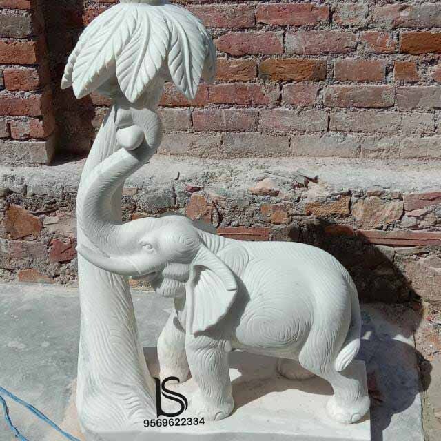 Lord Ganesha Stone Statue - Marble, Custom Size | Elegant Red, White, Pink Design, Polished Finish For Home & Temple Decoration