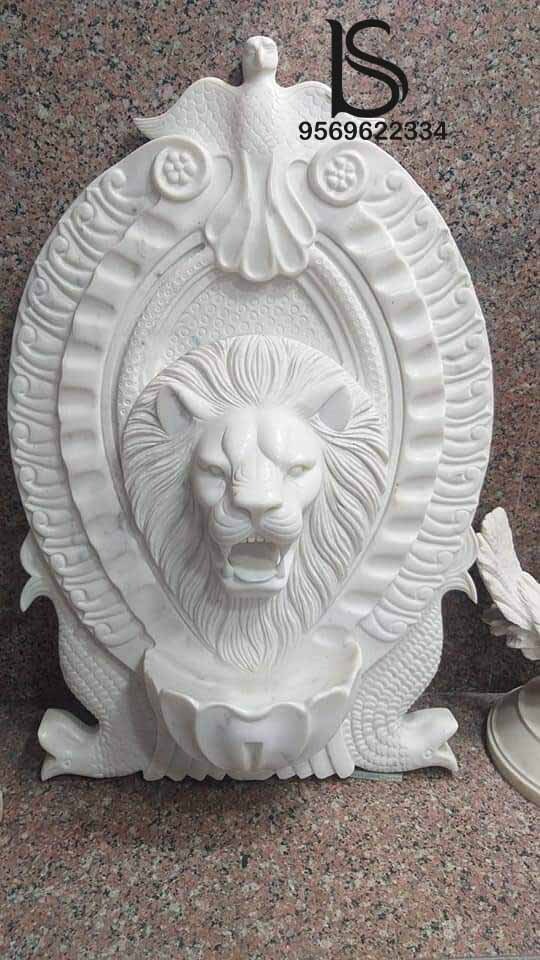 Lord Ganesha Stone Statue - Marble, Custom Size | Elegant Red, White, Pink Design, Polished Finish For Home & Temple Decoration