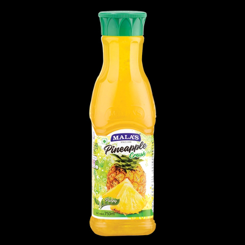 1 Ltr Mala Pineapple Crush - Glass Bottle | Refreshing Tropical Flavor, Authentic Pineapple Essence, Ideal for Mixers and Smoothies