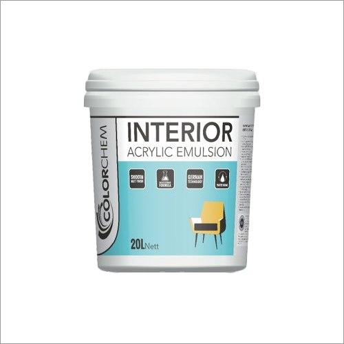 Interior Acrylic Emulsion Paint - 20 Ltr, Smooth Texture, Matt Finish, Any Color, Brush Application