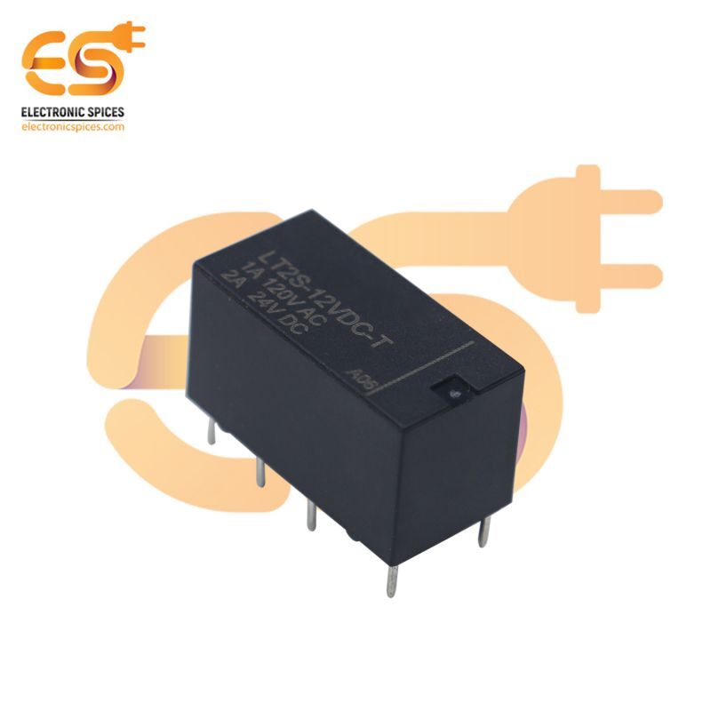 120v Ac To 24v Dc 2a 6 Terminal Lt2s-12vdc-t Subminiature Dpdt Pcb Panel Mount Power Relays