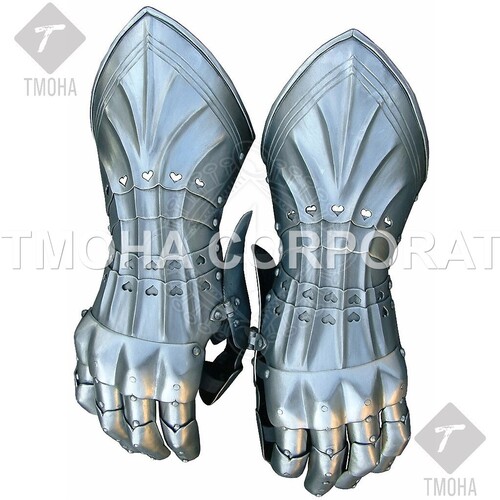 लोहे के मध्यकालीन पहनने योग्य गौंटलेट/दस्ताने ब्रास सेगमेंट के साथ आर्मर सैलेट गौंटलेट्स Ga0029
