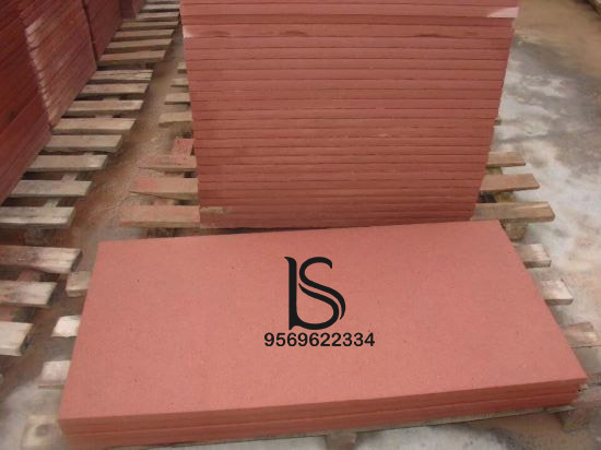 Baseri Red Sand Stone - 2.5 Cm Thick, Red Sandstone Panels And Bricks | Ideal For Flooring, Cladding, Roofing, And Temple Uses