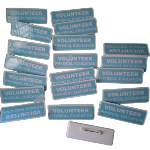 School Badge - Rubber, Rectangle Shape, Blue Color | Durable Design for Identification and School Events