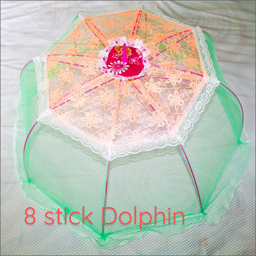 Dolphin Baby Round Mosquito Net - Multicolor Fabric, 8 Stick Design for Home and Outdoor Use
