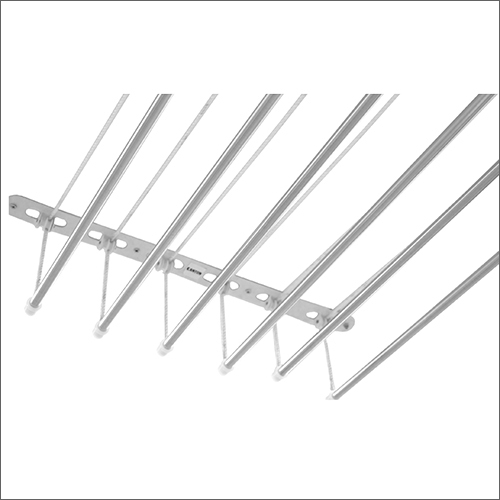 Separate Rope Ceiling Pulley Operated Cloth Hanger - Metal, Silver Color , Durable Design For Efficient Drying Space