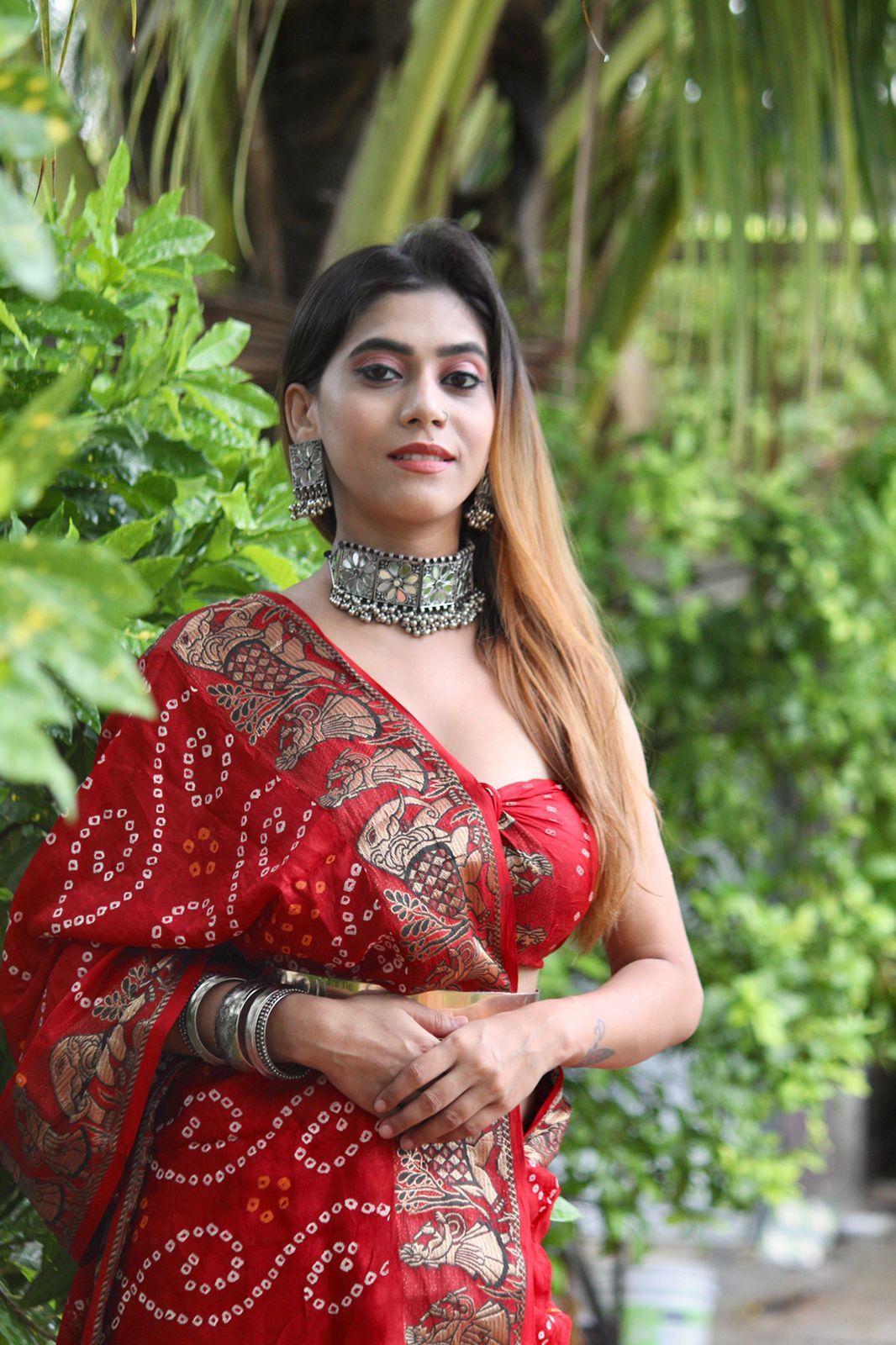 Bandhani Saree - Art Silk, Customized Size, Block Print, Running Blouse | Premium Quality, Heavy Ethnic Wear For All Seasons