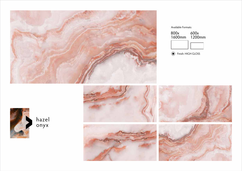 Hazzle Onyx Porcelain Tiles - 800x1600mm, Beige Tones With Gloss Finish | Antibacterial, Acid-resistant, Heat Insulation Features