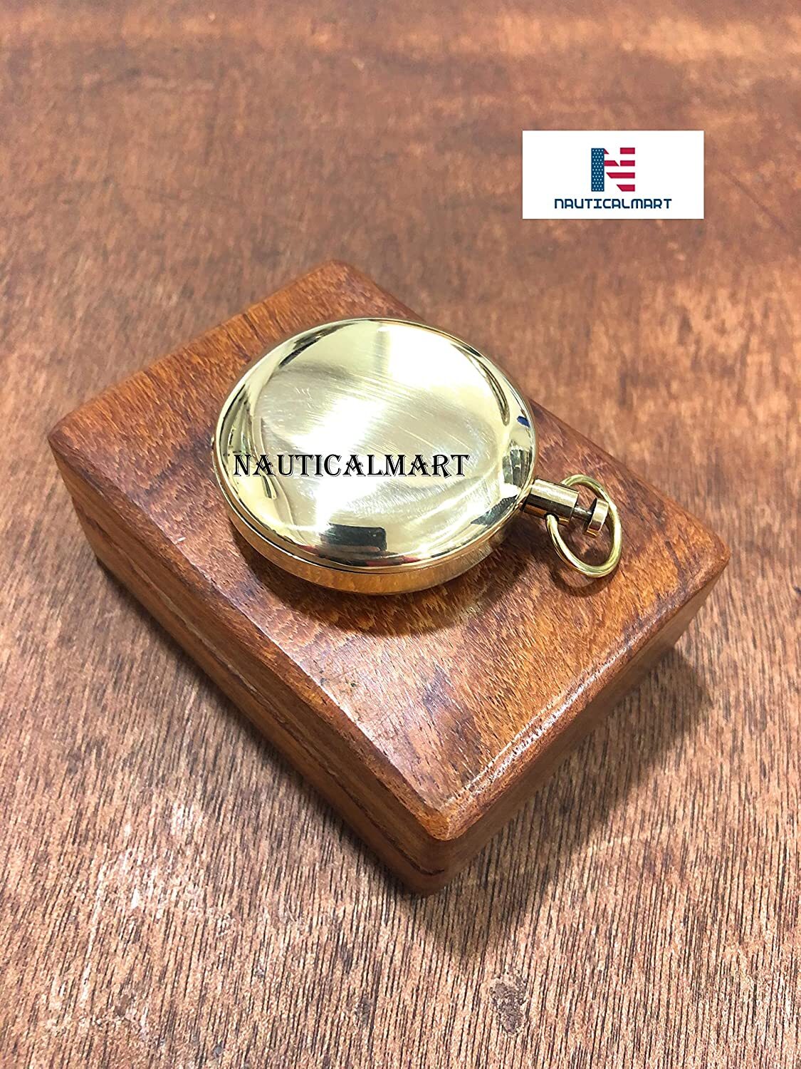 Nauticalmart Handmade Brass Push Button Engravable Direction Pocket Compass