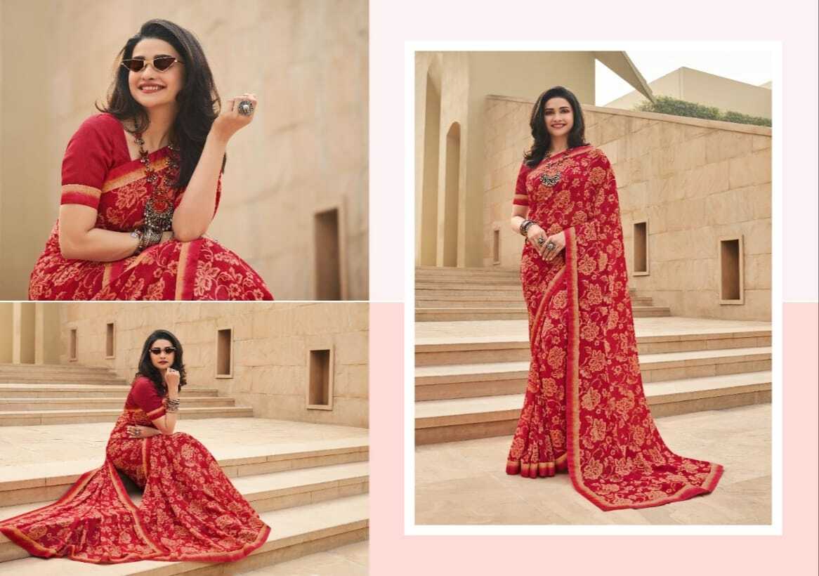 Georgette Printed Saree - 5.5 Meters Length, 0.80 Meters Blouse Fabric | Traditional Ethnic Wear, All-season Washable, Customized Size Options