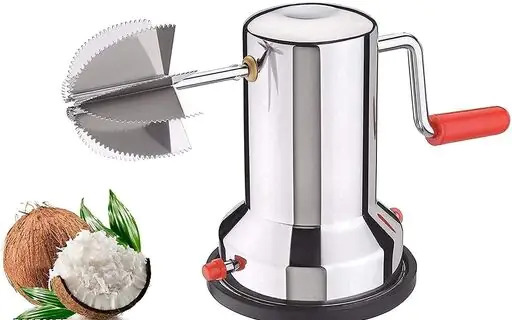 Coconut Manual Handle Scraper Chopper - Stainless Steel, 4cm X 5cm X 5cm | Safe And Sturdy Vacuum Base, Durable Mirror Finish Design